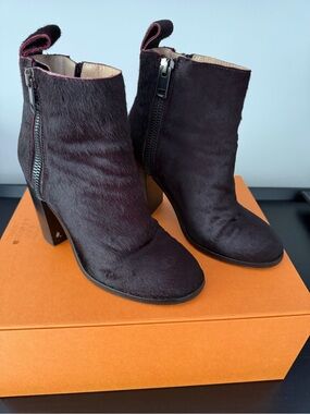 Diesel Burgundy Hair Calf Ankle Boots